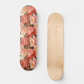  roze pioen  bloemmotief skateboard (Voorkant)