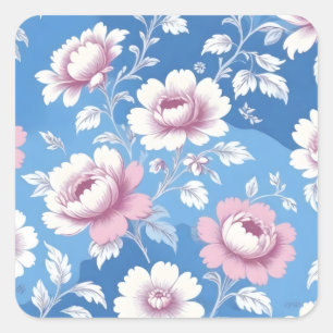 Roze pioen bloemmotief vierkante sticker