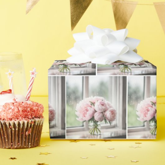 Roze Pioen Boeket Cadeaupapier (Verjaardagsfeest)