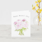 Roze Pioen Boeket Moederdag Kaart (Gele Bloem)