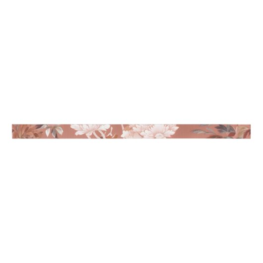 Roze Pioen Chinoiserie Grosgrain Lint (Voorkant)