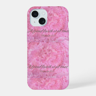 Roze Pioen - Een vriend heeft lief - iPhone / iPad 15 Hoesje