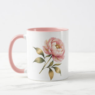 Roze Pioen Elegante Waterverfmok Mok