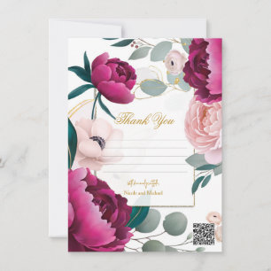 Roze Pioen Eucalyptus Tuin Bloemige Glam Bruiloft Kaart