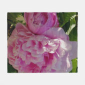 Roze Pioen foto huisje boerderij bloementuin Fleece Deken (Voorkant (Horizontaal))