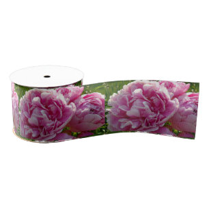 Roze Pioen foto huisje boerderij bloementuin Grosgrain Lint