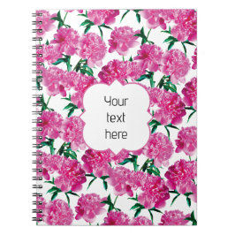 Roze Pioen Foto Moderne Patroon Meisjesachtig. Notitieboek