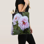  roze pioen gedrukte Canvas tas (Dichtbij)