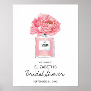 Roze Pioen Geurige Bloemige Bruiloftswelcome Poster