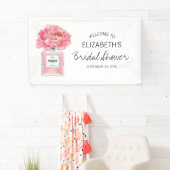 Roze Pioen Geurige Bloemige Bruiloftswelcome Spandoek (Insitu)