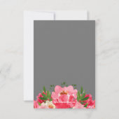 Roze Pioen Grijs Bruiloftsontbijt  Bedankkaart (Achterkant)