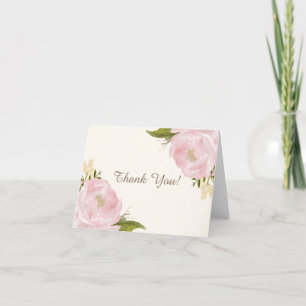 Roze Pioen Huwelijks Dankkaart Vintage Bedankkaart