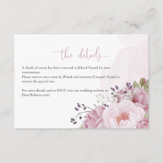 Roze Pioen Huwelijksdetails Kaart
