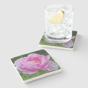 "ROZE Pioen" MARMEREN COASTER Stenen Onderzetter