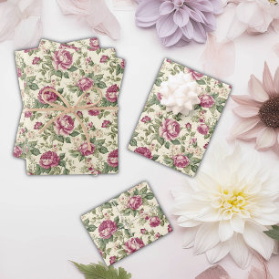 roze pioen ontwerp met crème achtergrond inpakpapier vel