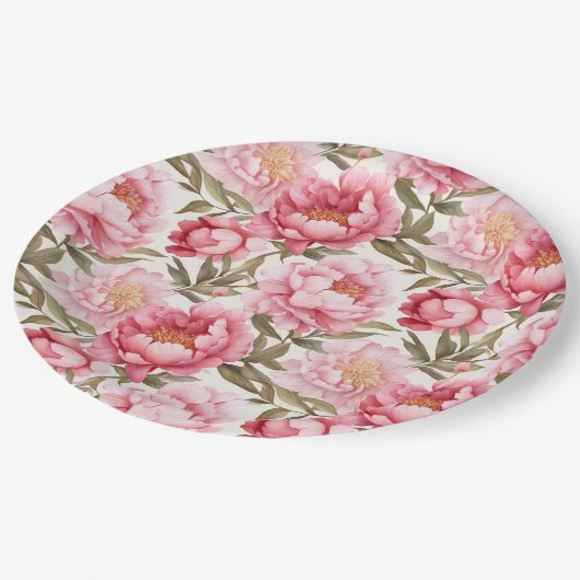 Roze Pioen Papieren Borden Papieren Bordje (Gekanteld)