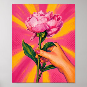 Roze Pioen Pop Art Fijne Kunstprint Poster