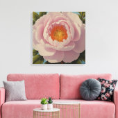 Roze Pioen Portret Canvas Afdruk (Insitu (Woonkamer))
