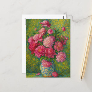 Roze Pioen Postkaart