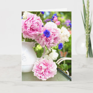 Roze Pioen Roos Lege Wenskaart Kaart
