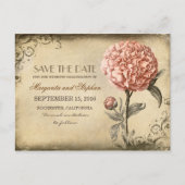 Roze Pioen Save the Date Aankondigingskaart (Voorkant)