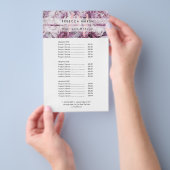 Roze Pioen Script Monogram Salon Service Menu (Hand)