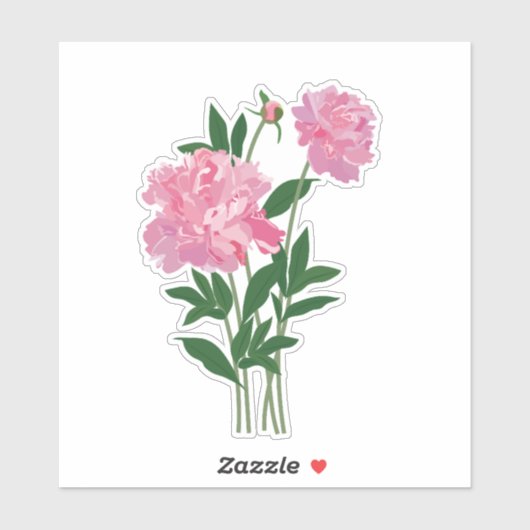 Roze Pioen Sticker (Vel)