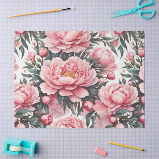 Roze Pioen Tissuepapier (Craft)