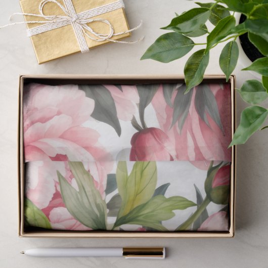 Roze Pioen Tissuepapier (Geschenk)