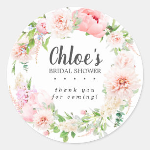 Roze Pioen Trouw Bruiloft Favor Sticker