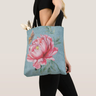 Roze Pioen & Vlinder Boodschappentas Draagtas