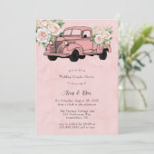 Roze Pioen Vrachtwagen Bruiloft Koppels Douche Kaart (Staand voorkant)