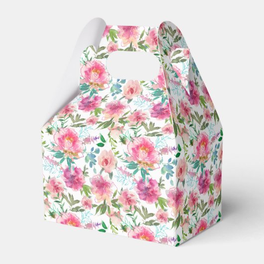 Roze Pioen Waterverf Bloemachtige Bruidsdouche Bedankdoosjes (Achterkant)