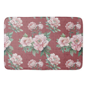 Roze Pioen Waterverf Rusty Rood Badmat