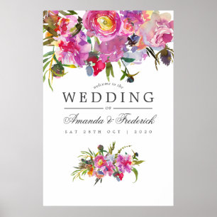 Roze Pioen Waterverf Trouw Uitnodiging Vintage Poster