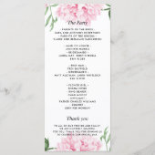 Roze Pioen Waterverf Trouwprogramma Menu (Achterkant)