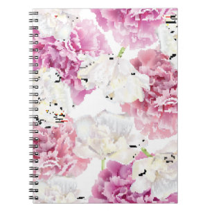 Roze Pioen Witte Tulp Notitieboek