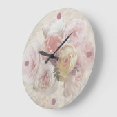 Roze Pioenbloem Bloesem Romantisch Decor Grote Klok (Hoek)