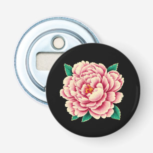  roze pioenbloem button flesopener