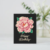 roze pioenbloem Happy Birthday Briefkaart (Staand voorkant)