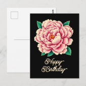 roze pioenbloem Happy Birthday Briefkaart (Voorkant / Achterkant)