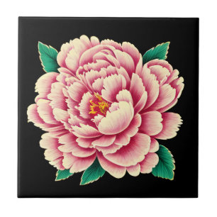  roze pioenbloem tegeltje