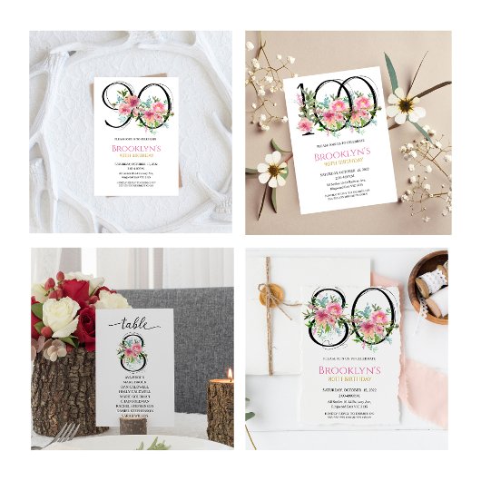 Roze Pioenen 90ste verjaardag Kaart