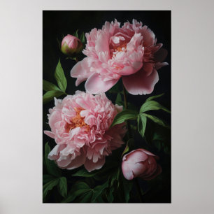 Roze Pioenen Bloem Art Print Poster