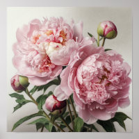 Roze Pioenen Bloem Art Print Poster