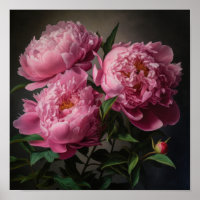 Roze Pioenen Bloem Art Print Poster