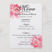 Roze Pioenen Bloemen Bruiloft Menu (Voorkant)