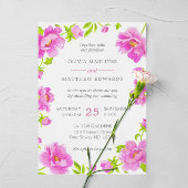 Roze Pioenen Bloemen Groene Bruiloft Uitnodiging
