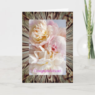 Roze Pioenen Bruiloft Kaart