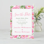 Roze Pioenen Bruiloft - Save the Date Kaart (Staand voorkant)